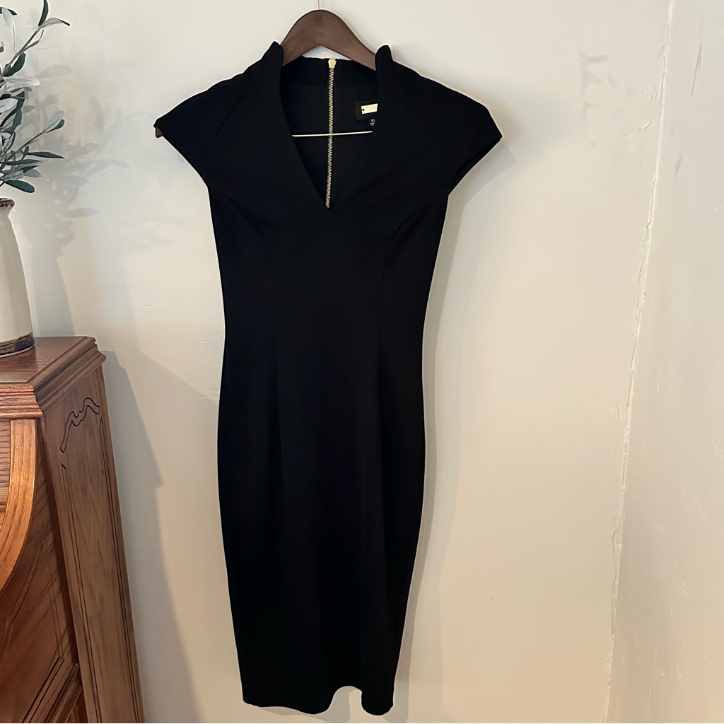 Alexia Admor Katrina Military Black Midi Dress Size Xs